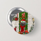 Poodle Dog Christmas Button (Vorne & Hinten)