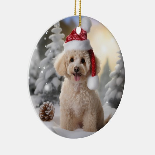 Poodle Dog Christmas Keepake Keramik Ornament (Rechts)