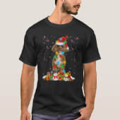 Poodle Dog Christmas Lights Funny Santa Hat Xmas P T-Shirt (Vorderseite)