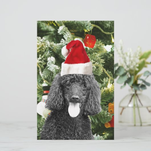 Poodle Dog Christmas Tree Snowman Red Weihnachtsma Briefpapier (Stehend Vorderseite)