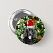 Poodle Dog Christmas Tree Snowman Red Weihnachtsma Button (Vorne & Hinten)