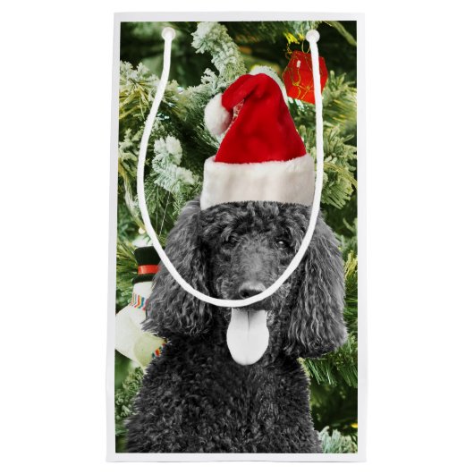 Poodle Dog Christmas Tree Snowman Red Weihnachtsma Kleine Geschenktüte (Vorderseite)