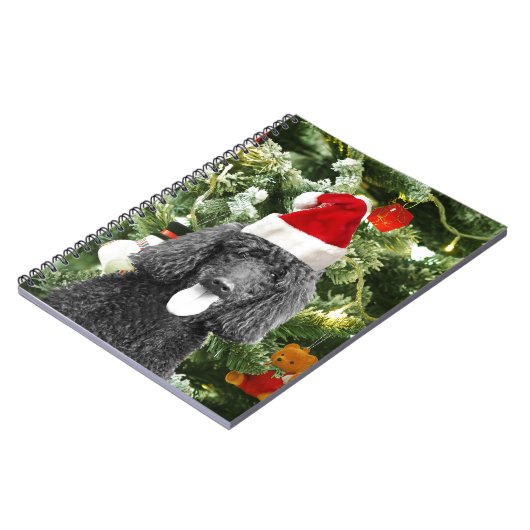 Poodle Dog Christmas Tree Snowman Red Weihnachtsma Notizblock (Linke Seite)