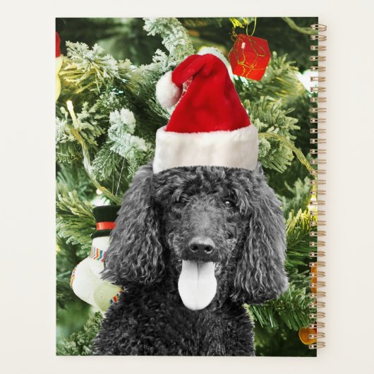 Poodle Dog Christmas Tree Snowman Red Weihnachtsma Planer (Rückseite)