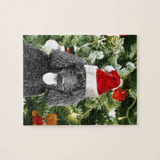 Poodle Dog Christmas Tree Snowman Red Weihnachtsma Puzzle (Horizontal)