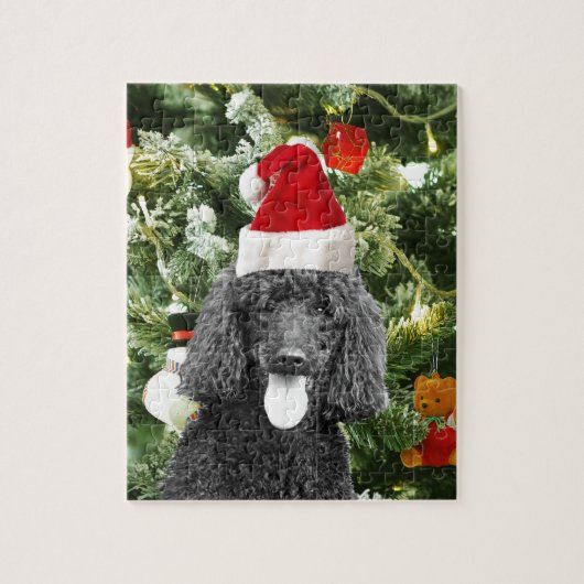 Poodle Dog Christmas Tree Snowman Red Weihnachtsma Puzzle (Vertikal)