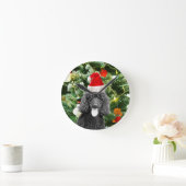 Poodle Dog Christmas Tree Snowman Red Weihnachtsma Runde Wanduhr (Zuhause)