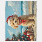 Poodle Dog Christmas Vintag Beach Fleecedecke (Vorderseite)