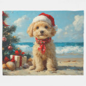 Poodle Dog Christmas Vintag Beach Fleecedecke (Vorderseite (Horizontal))