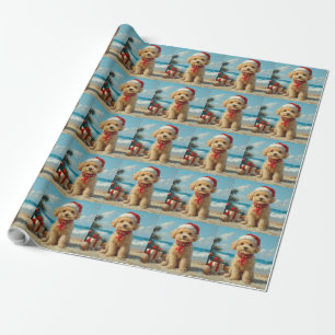 Poodle Dog Christmas Vintag Beach Geschenkpapier
