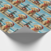 Poodle Dog Christmas Vintag Beach Geschenkpapier (Ecke)