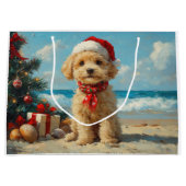 Poodle Dog Christmas Vintag Beach Große Geschenktüte (Vorderseite)