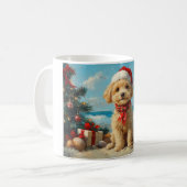 Poodle Dog Christmas Vintag Beach Kaffeetasse (Vorderseite Links)