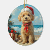 Poodle Dog Christmas Vintag Beach Keramik Ornament (Links)
