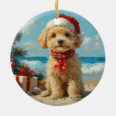 Poodle Dog Christmas Vintag Beach Keramik Ornament (Hinten)