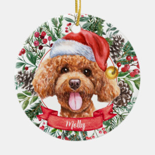 Poodle Dog Custom Weihnachtsmannmütze Weihnachtssc Keramik Ornament