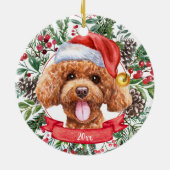 Poodle Dog Custom Weihnachtsmannmütze Weihnachtssc Keramik Ornament (Hinten)
