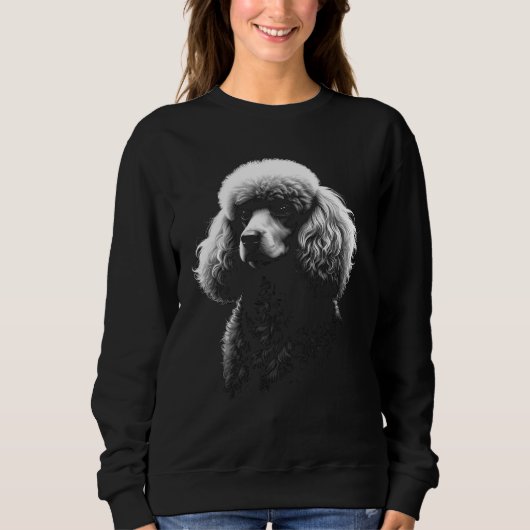 Poodle Dog Dark Art Women's Black Sweater Sweatshirt (Vorderseite)