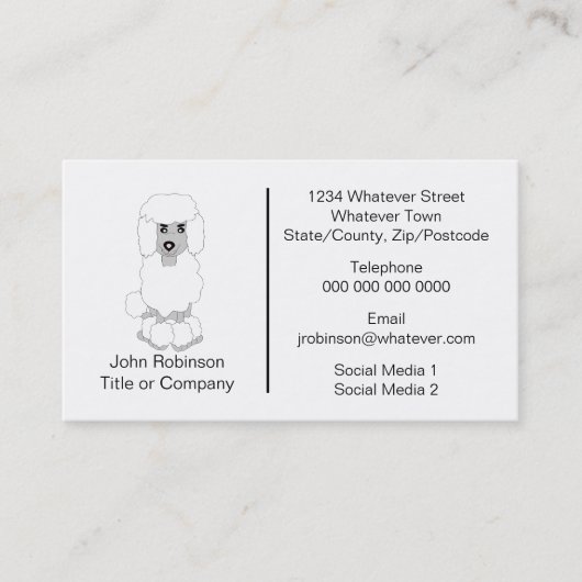 Poodle Dog Design Dog Groomor Visitenkarte (Vorderseite)