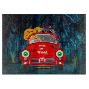 Poodle Dog Driving Car Beängstigend Halloween Schneidebrett