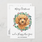 Poodle Dog Elegant Wreath Frohe Weihnachten (Vorne/Hinten)