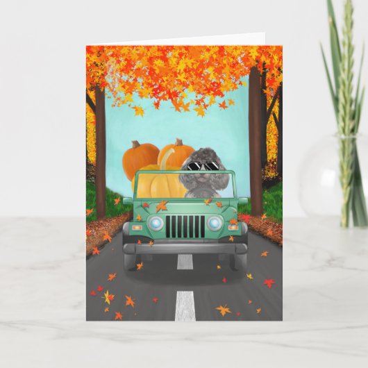 Poodle dog Fall Pumpkin Karte (Vorderseite)
