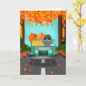 Poodle dog Fall Pumpkin Karte (Gelbe Blume)
