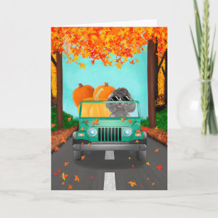 Poodle dog Fall Pumpkin Karte