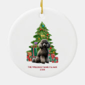 Poodle Dog Familie Weihnachten Keramik Ornament (Hinten)