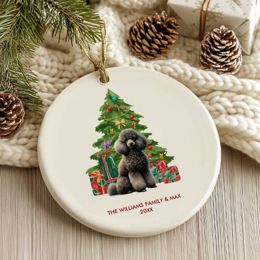 Poodle Dog Familie Weihnachten Keramik Ornament