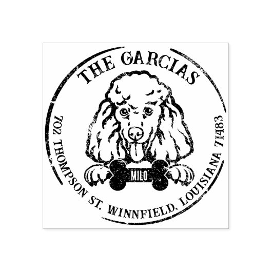 Poodle Dog Family Rücksendeadresse Gummistempel (Prägung)