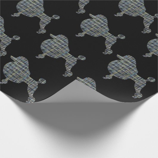 Poodle Dog Gelb & Blau Grid Geschenkpapier (Ecke)