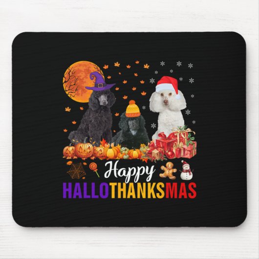 Poodle Dog Hallothanksmas Halloween Thanksgi Mousepad (Vorne)