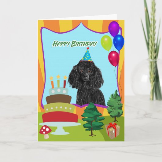 Poodle Dog Happy Birthday Karte (Vorderseite)