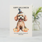Poodle Dog Happy Halloween Feiertagskarte (Stehend Vorderseite)