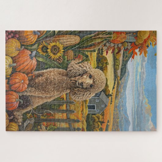 Poodle Dog Herbst Ernte Erntedank Puzzle (Horizontal)