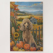 Poodle Dog Herbst Ernte Erntedank Puzzle (Vertikal)