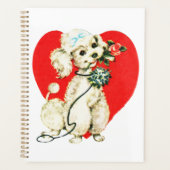 Poodle Dog Holding Blume Herz Valentine Liebe Planer (Vorderseite)