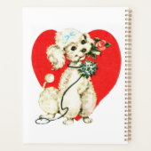 Poodle Dog Holding Blume Herz Valentine Liebe Planer (Rückseite)