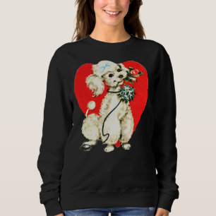 Poodle Dog Holding Blume Herz Valentine Liebe Sweatshirt