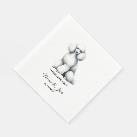 Poodle Dog I liebte ihre erste Hochzeit Napkins Serviette (Ecke)