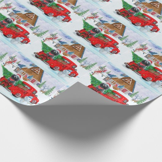 Poodle Dog in Christmas Delivery LKW Schnee Geschenkpapier (Ecke)