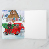 Poodle Dog in Christmas Delivery LKW Schnee Karte (Innenseite)