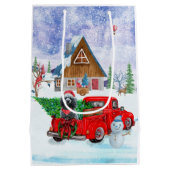 Poodle Dog in Christmas Delivery LKW Schnee Mittlere Geschenktüte (Rückseite)