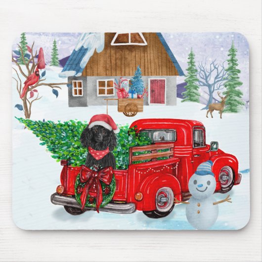 Poodle Dog in Christmas Delivery LKW Schnee Mousepad (Vorne)