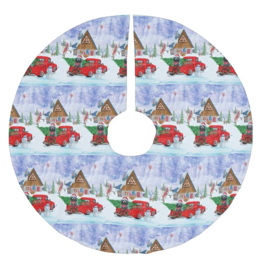 Poodle Dog in Christmas Delivery LKW Schnee Polyester Weihnachtsbaumdecke (Vorderseite)