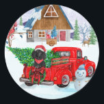 Poodle Dog in Christmas Delivery LKW Schnee Runder Aufkleber<br><div class="desc">Weihnachtsbaum,  der durch den Schnee geht,  ist eine Geschenkidee,  die jeder Hundefreund Liebe bekommt. Wenn Sie Liebe oder besitzen diese Hunderasse,  dann ist es ein großes Geschenk für Ihr Selbst,  Ihre Liebe für Ihr Haustier zu zeigen.</div>