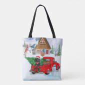 Poodle Dog in Christmas Delivery LKW Schnee Tasche (Rückseite)