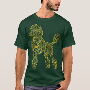 Poodle Dog in Gold Paisley Muster T-Shirt