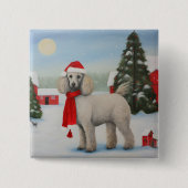 Poodle Dog in Schnee Weihnachten Button (Vorderseite)